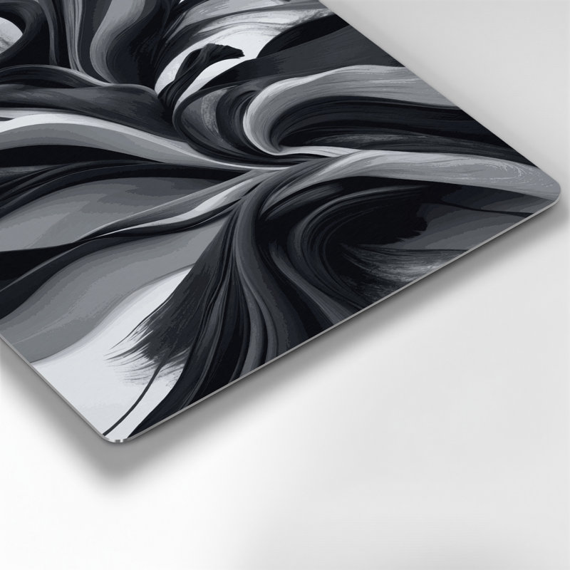 Abstrait paysage, art mural noir en métal 76, H 12 po x l 12 po