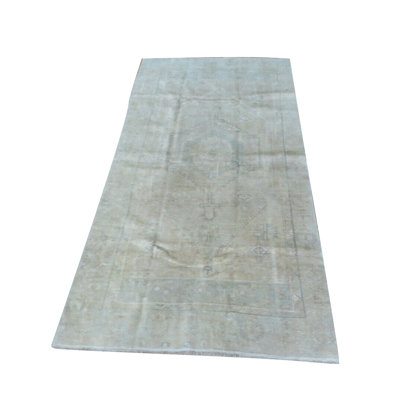 Tapis de couloir de noué à la main gris en Tapis décoratif laine de conception unique 3 pi 10 po x 8 pi 1 po Faaiz