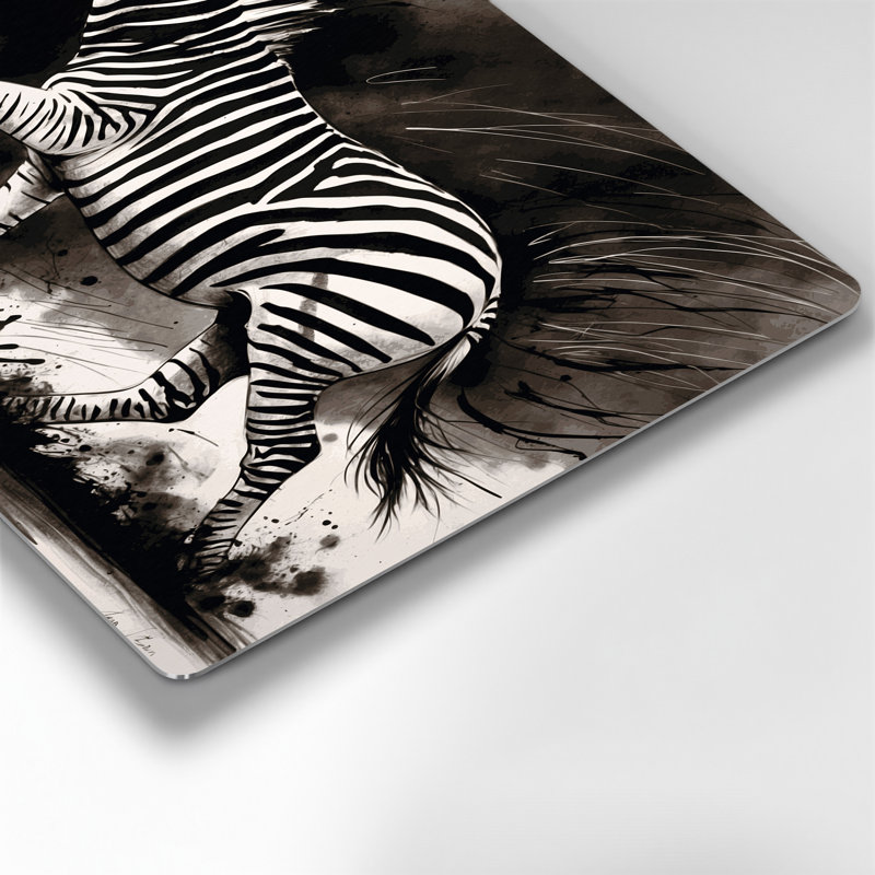 Faune plaine zébrée, art mural en métal noir, H 11 po x l 14 po