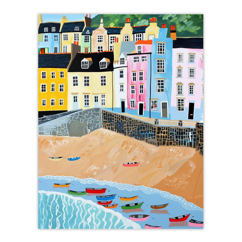 Tenby Beach Harbour Coastal Townscape Wall Art Print