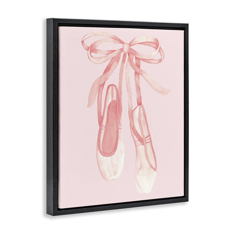 Cadre flottant Graceful Ballet Pantoufles, design par Nina Jacobs, Cadre flottant noir de jais, H 21 po x l 17 po