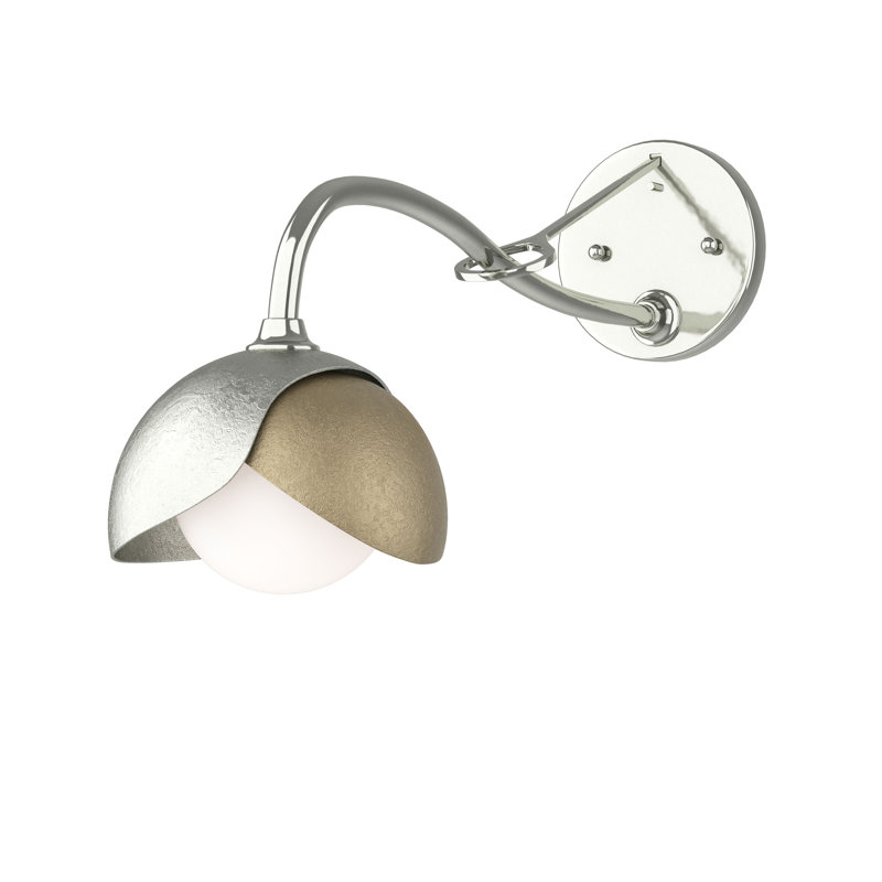 Brooklyn 1 - Light Hardwired Armed Sconce, Sterling, Soft Gold