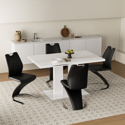 Chaise d'appoint rembourrée en similicuir à dossier haut avec poignée supérieure (ensemble de 4)