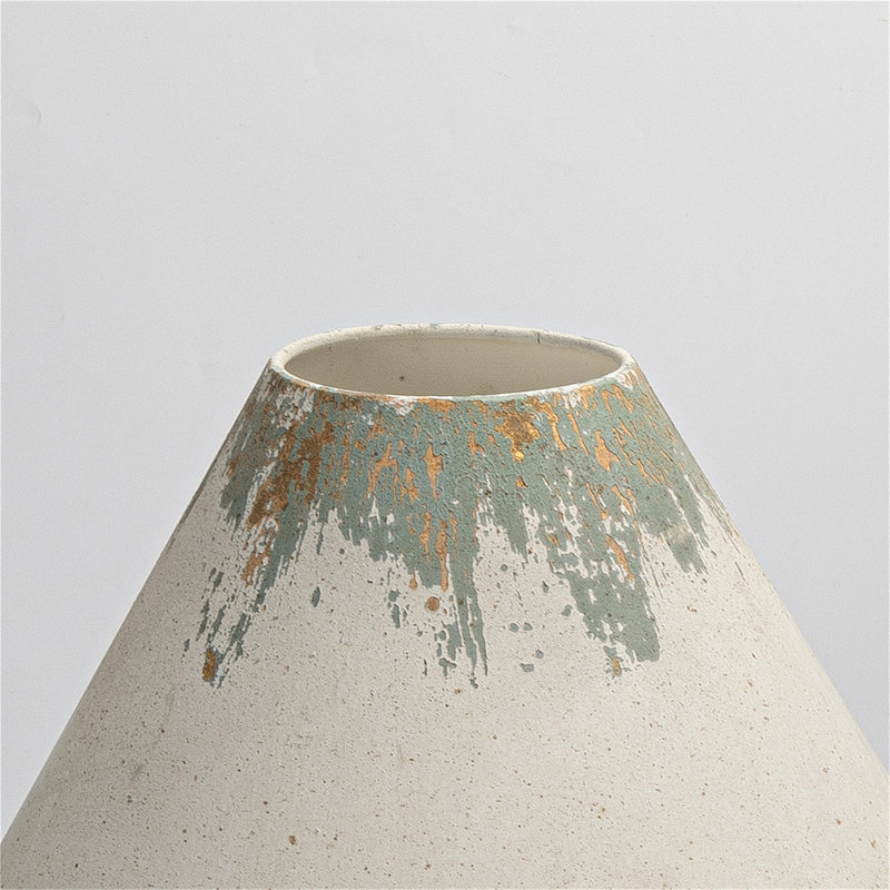 Rustic Vintage Table Lamp With Distressed White And Blue Shade, Elegant Base Design, 28.54" Height