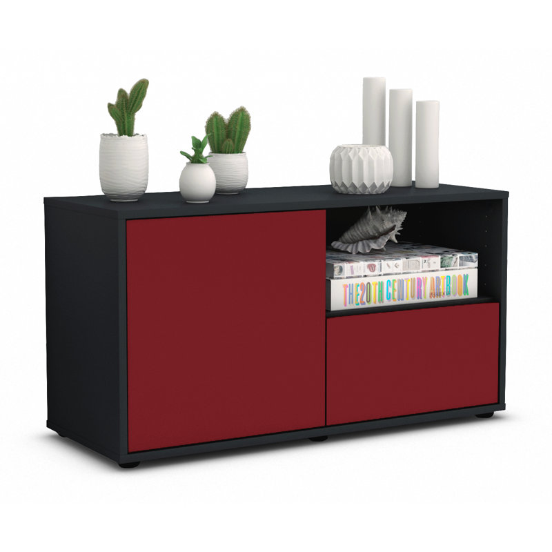 Sincere 92 cm W Chest of Drawers, Red / Matte Anthracite