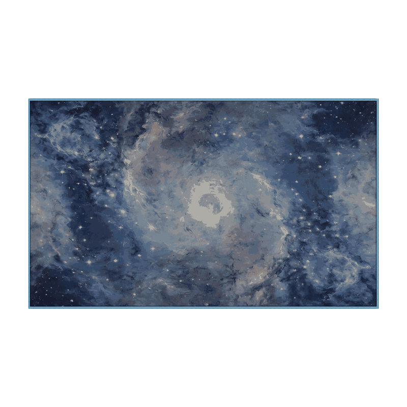 Machine Washable Blue Area Rug, Rectangle 4' x 6'