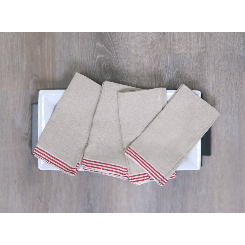 Alsace Square Napkin, Natural/Red