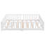 Lit double pleine grandeur avec porte, cadre de lit plateforme en bois massif avec clôture, adapté aux enfants, bois de pin, blanc