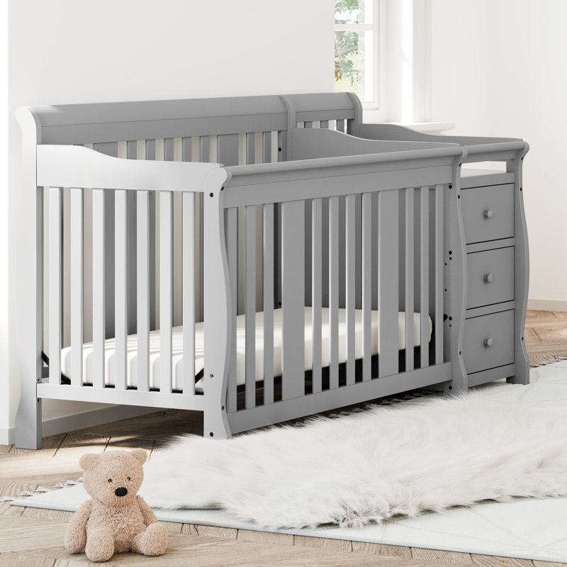 Lit de bébé convertible et table à langer 5-en-1 Portofino, Galet