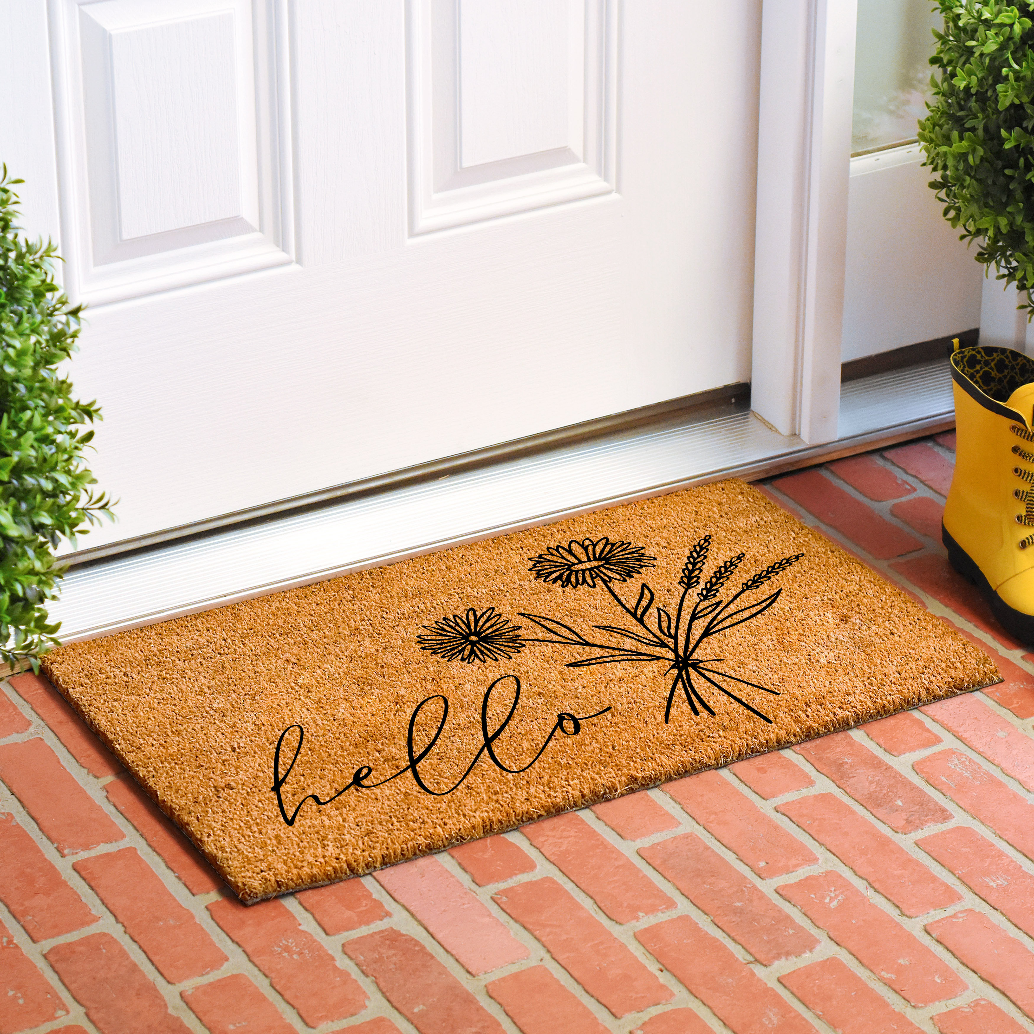 Trinx Cange Wildflower Bouquet Non-Slip Indoor and Outdoor Door Mat | Wayfair
