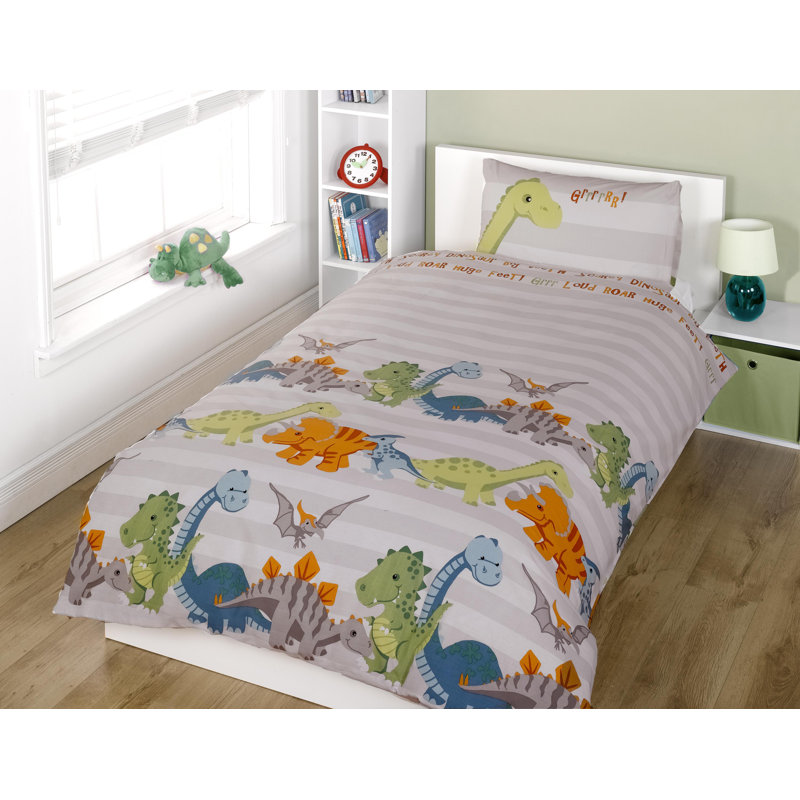 Pilsen Cotton Blend Abstract Bedding with Pillowcases, Single Duvet Cover + 1 Standard Pillowcase, Grey