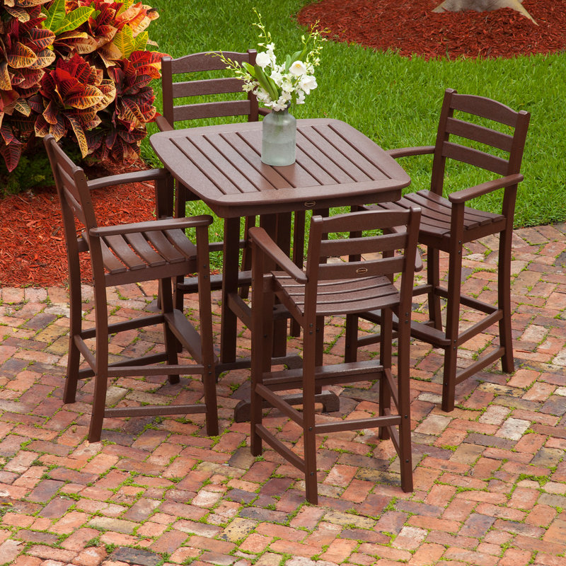 POLYWOOD La Casa Café 5-Piece Bar Set, Mahogany