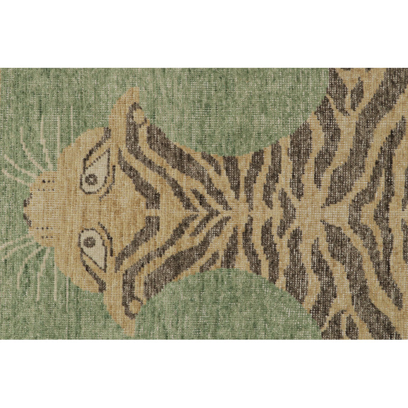 Distressed Homage Hand Knotted Wool Animal Print Area Rug, Rectangle 9' x 12'
