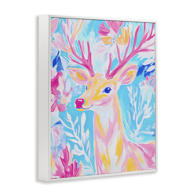 Giclée encadrée de cerfs vifs et pastel, design par Arlington Prints, H 20 po x l 16 po