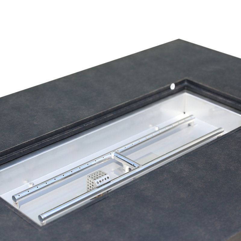 Foyer de table rectangulaire en aluminium 50 x 32 po avec verre et couvercle