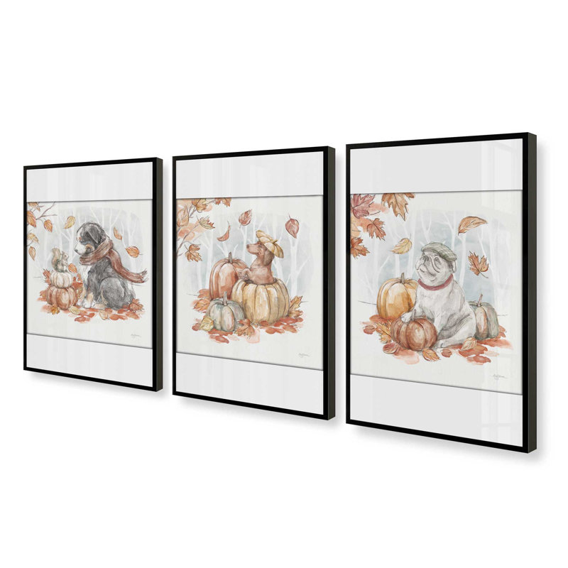 Ensemble de 3 reproductions de citrouilles, 12 po x 12 po, Noir satiné