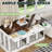 63'' Large Double Dog Crate Kennel Furniture with Divider and 3 Drawers for 2 Medium Animals Indoor-1322905605