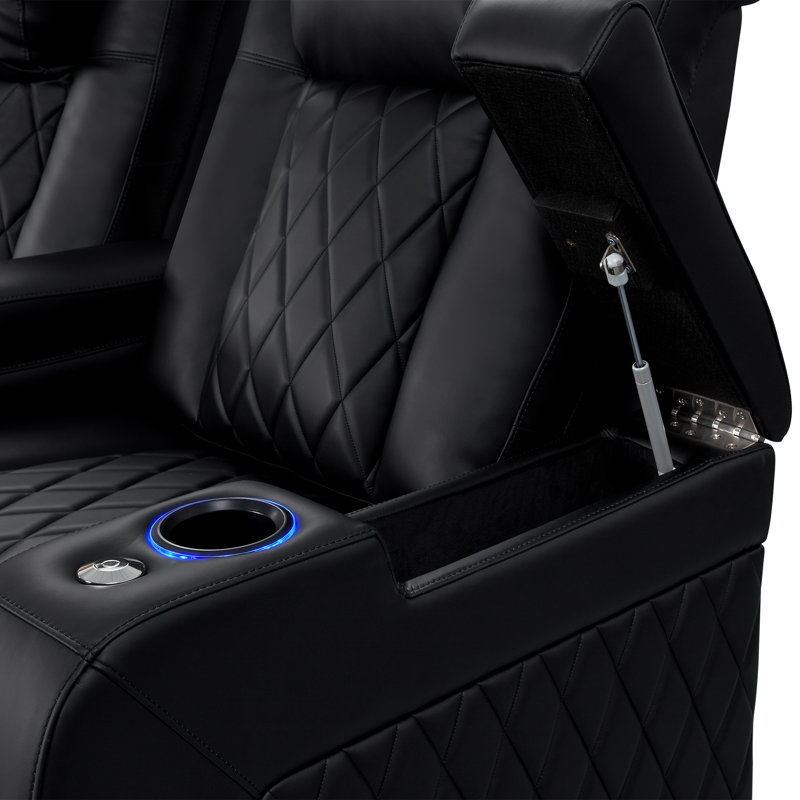 Siège de cinéma chauffant en cuir véritable de 160,5 po de largeur avec porte-gobelet
