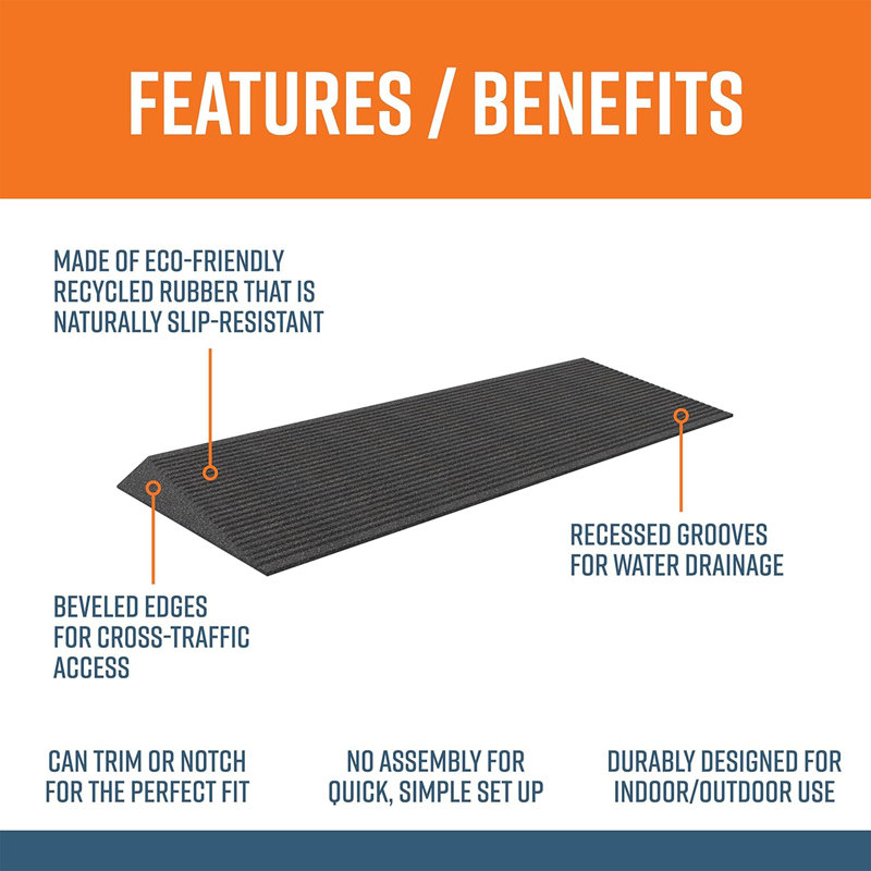 EZ-ACCESS 1.5 Inch Black Rubber Angled Entry Mat