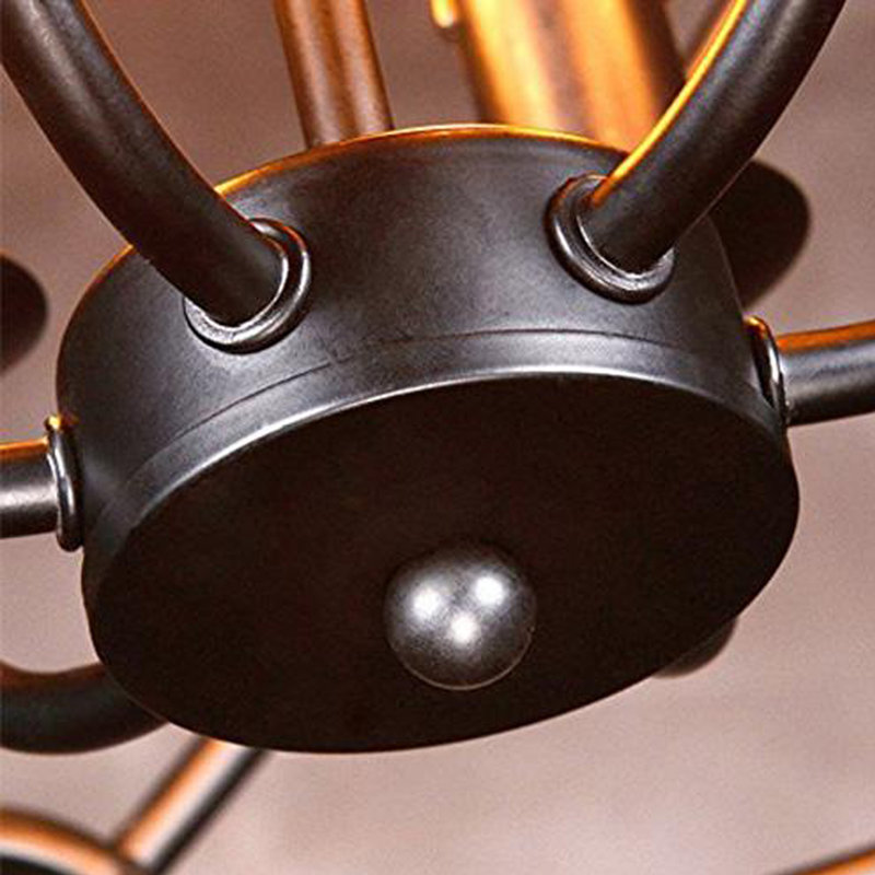 Luminaire sphère suspendu 6 lumières avec accents en fer forgé