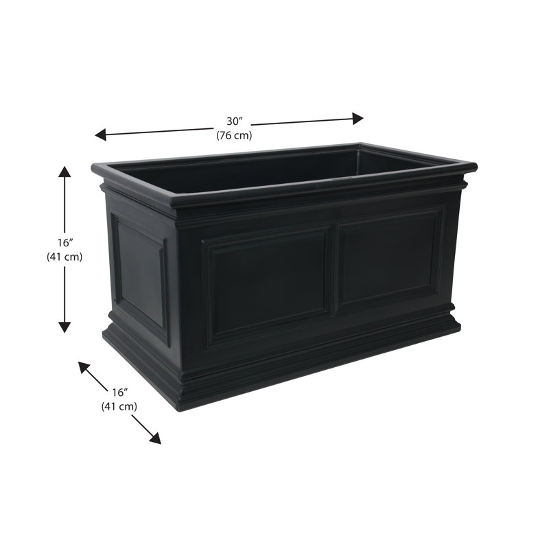 Large Black Self-Watering Rectangular Outdoor Planter
