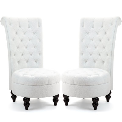 Tufted Boucle High Wingback Chair by Alcott Hill