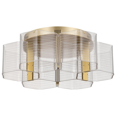 Kenzo - LED 5 Light Flush Mount - Vintage Brass Finish - Light Guide Panel