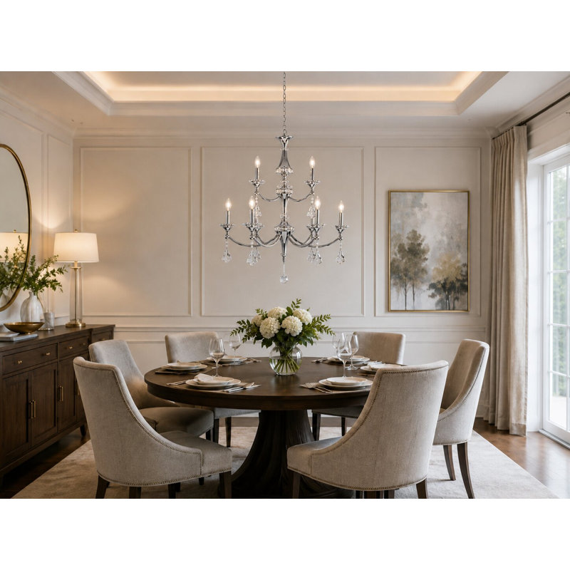 Jayleana 9-Light Traditional Crystal Chandelier , Chrome, Clear