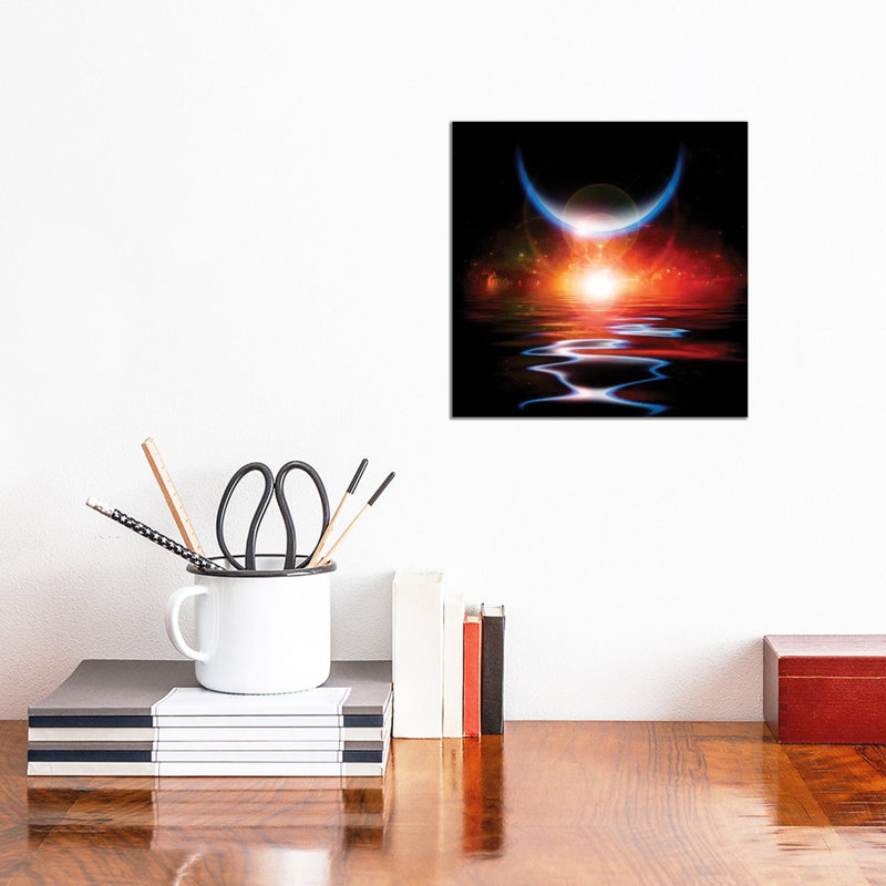 Sun Eclipse Waters Reflection And Planets by Bruce Rolff - Wrapped Canvas Print, 30.48 cm H x 30.48 cm W