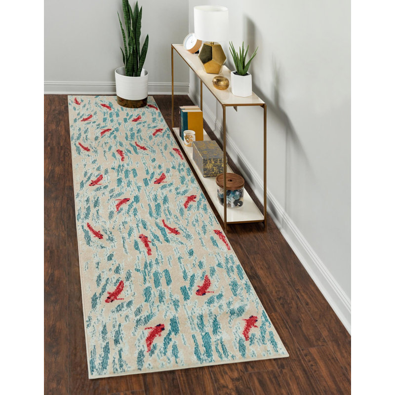 Washable Abstract Indoor Rug, Runner 2'7" x 10'