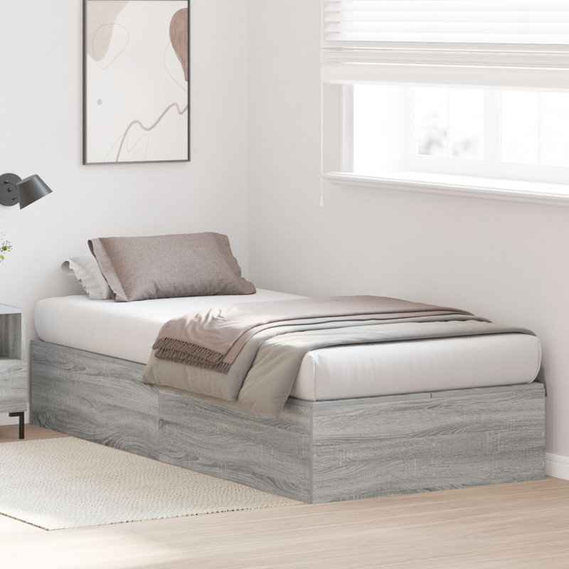 Storage Bed Frame, 80 x 200 cm, Grey Sonoma
