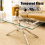 Table basse rectangulaire en verre trempé transparent de 39,63 po avec pieds en métal argenté, utilisation durable, assemblage facile pour tous, table rectangulaire, verre, option de rangement grande capacité, esthétique moderne-2072059900-2072059899