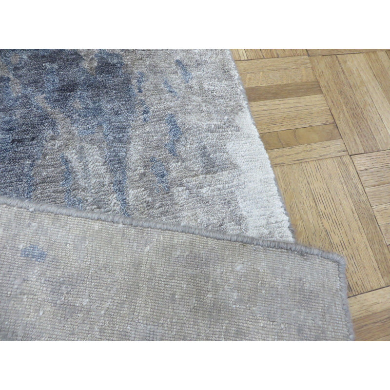 Tapis gris en soie noué à la main Paris, Rectangle 1 pi 11 po x 2 pi 11 po