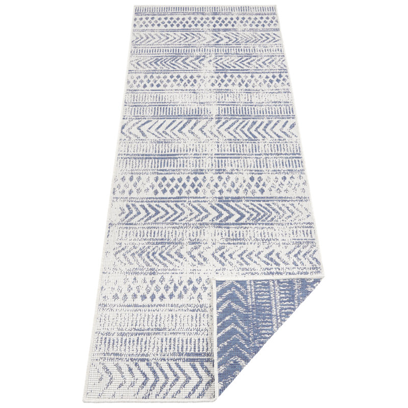 Biri Flatweave Blue Rug, Runner 80 x 350 cm