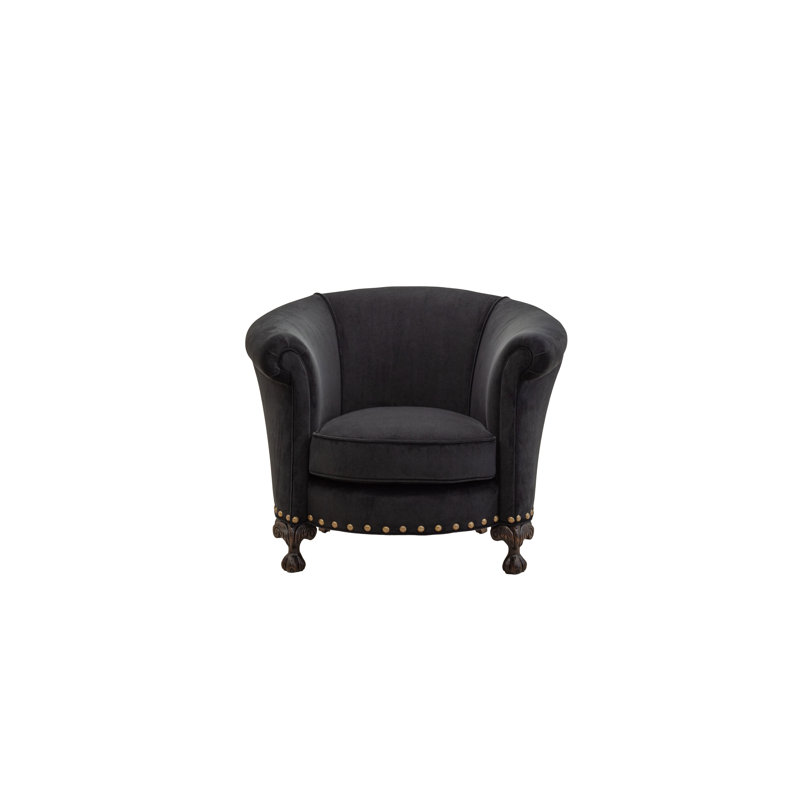 Barrel Chair, Guinevere Pewter, French Dark Chocolate, Old Silver