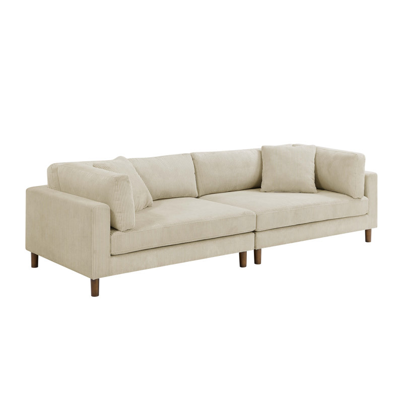 Assel 116'' Corduroy Sofa, Beige
