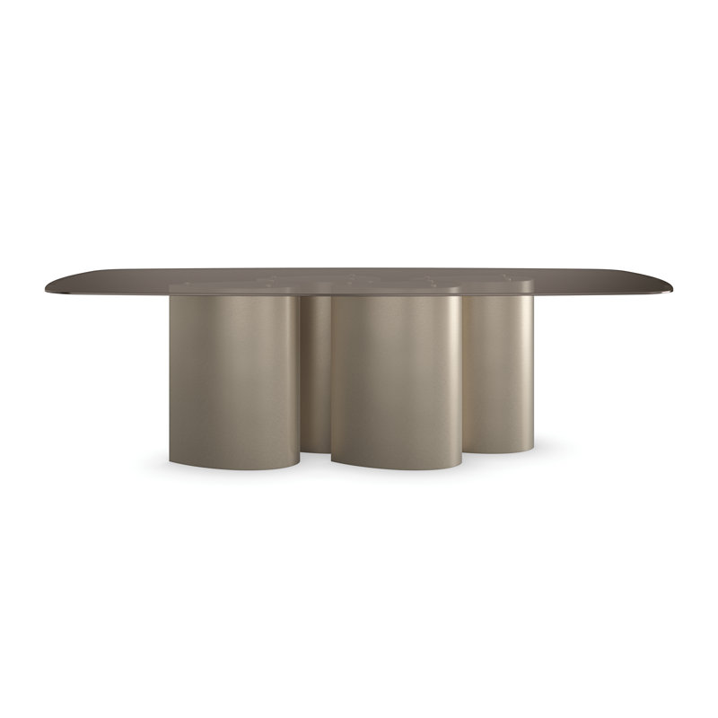Aphelion Glass Top Metal Base Dining Table