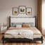 Lit plateforme en bois avec tête de lit tapissier festonnée-458530099-458530100