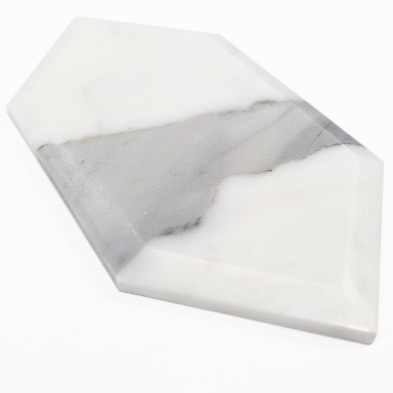 Calacatta 4x8 Beveled Hexagon Polished Marble Tile