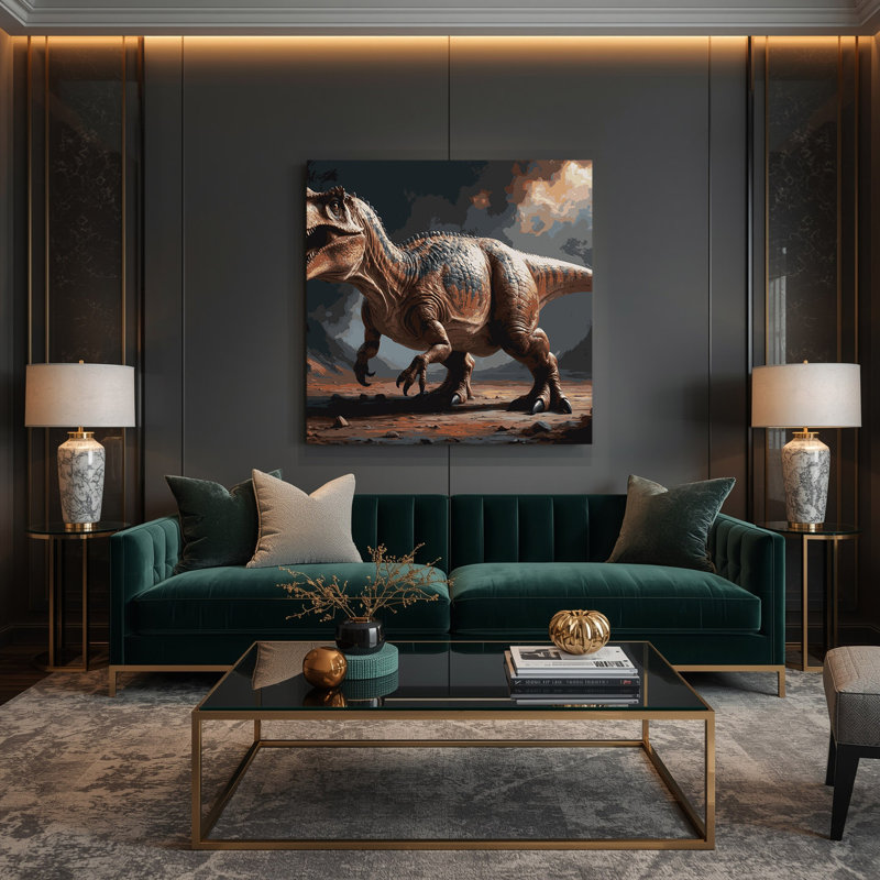 «Dinosaur Acrocanthosaurus», art mural sur toile brune, H 32 po x l 32 po