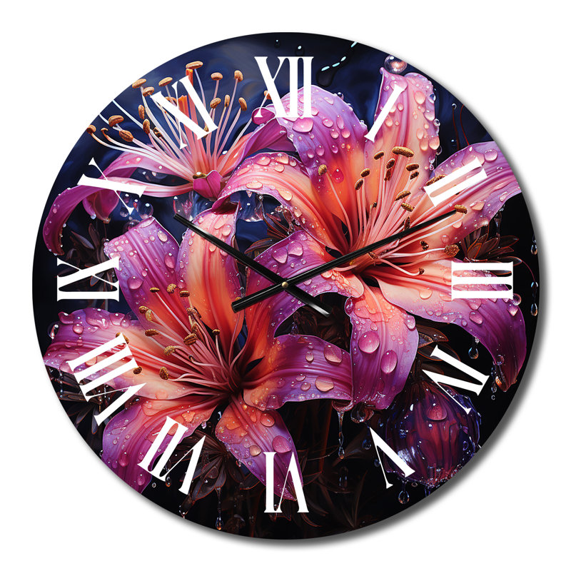 Horloge murale rose et mauve fuchsia fantaisie IV, Petit