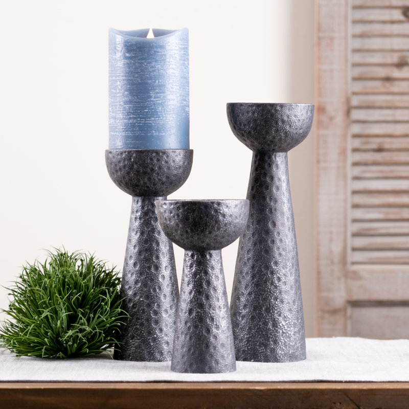 3 Piece Polyresin Tabletop Candlestick Set