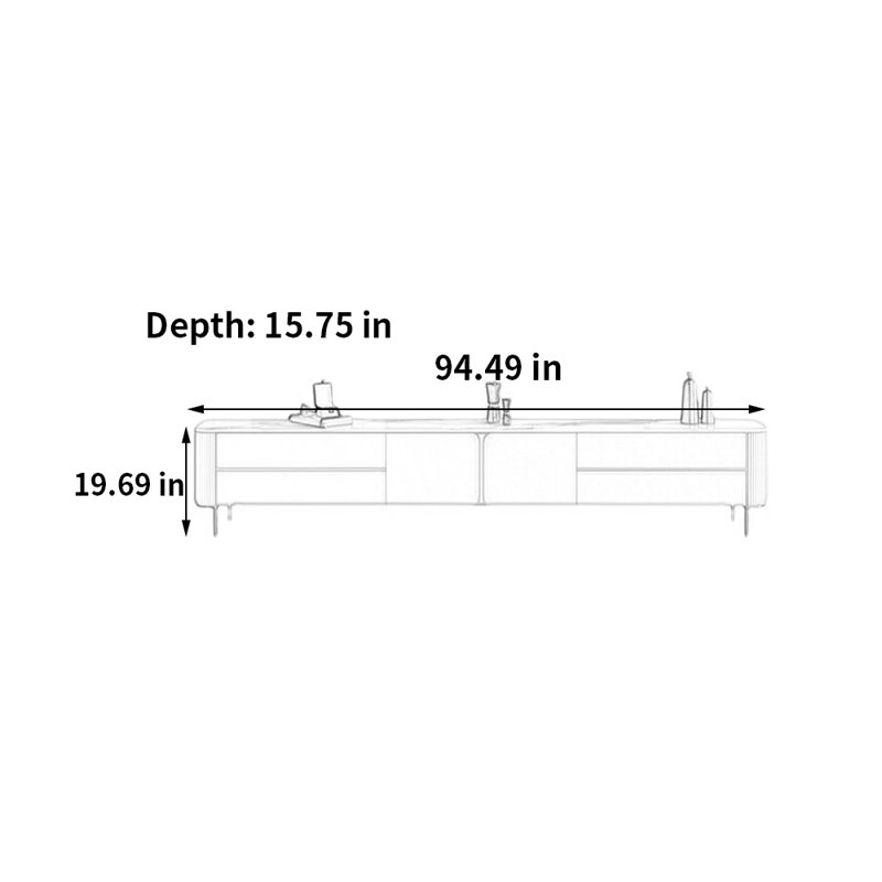 Armoire de rangement moderne et minimaliste pour meuble télé, H 19,69 po x L 94,49 po x l 15,75 po