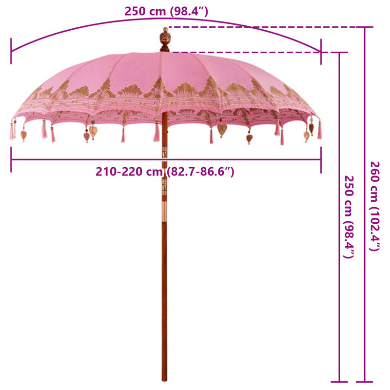 Beach Parasol, 260cm H x 215cm W x 215cm D, Pink Abstract