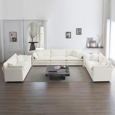 3 Piece Living Room Set (White)