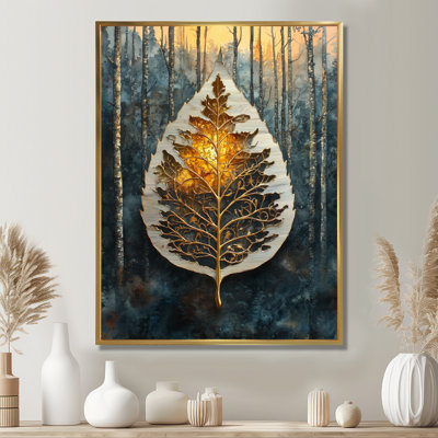 «Girish Modern Sunrise Leaves Harmony Of Autumn - Leaves», reproduction sur toile