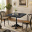 Table carrée tulipe en pierre frittée avec base en fonte-1350560353