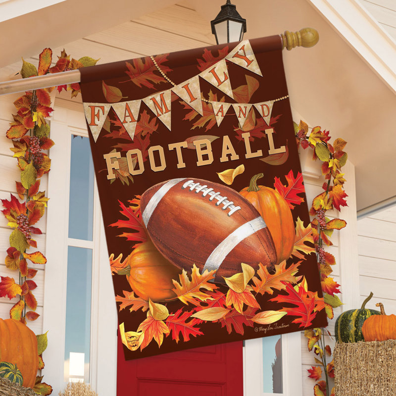Drapeau de famille et football, Orange / rouge / brun