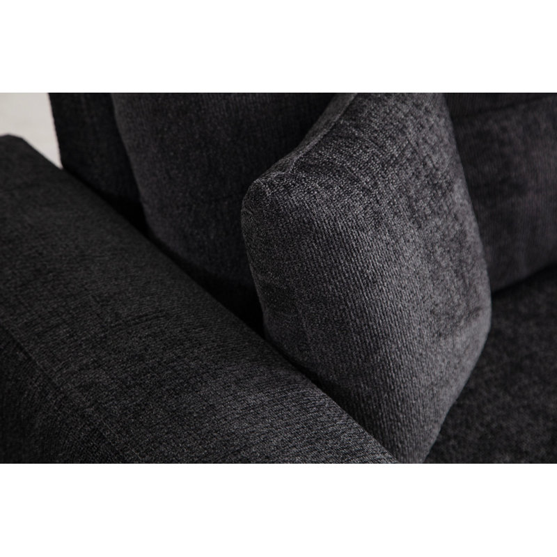 Canapé-lit 3 places Amarande, couleur anthracite, 88,6 po x 36,2 po x 29,5 po | Structure en bois de hêtre et en carton, tissu 100% polyester | Mécanisme de dossier pivotant, nettoyage à sec, idéal pour les petits espaces et les chambres d'amis