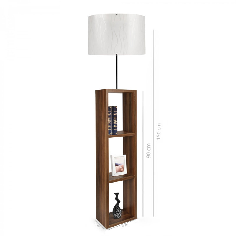 Lampe sur pied à colonne Rueter, Blanc, Brun, 59" H